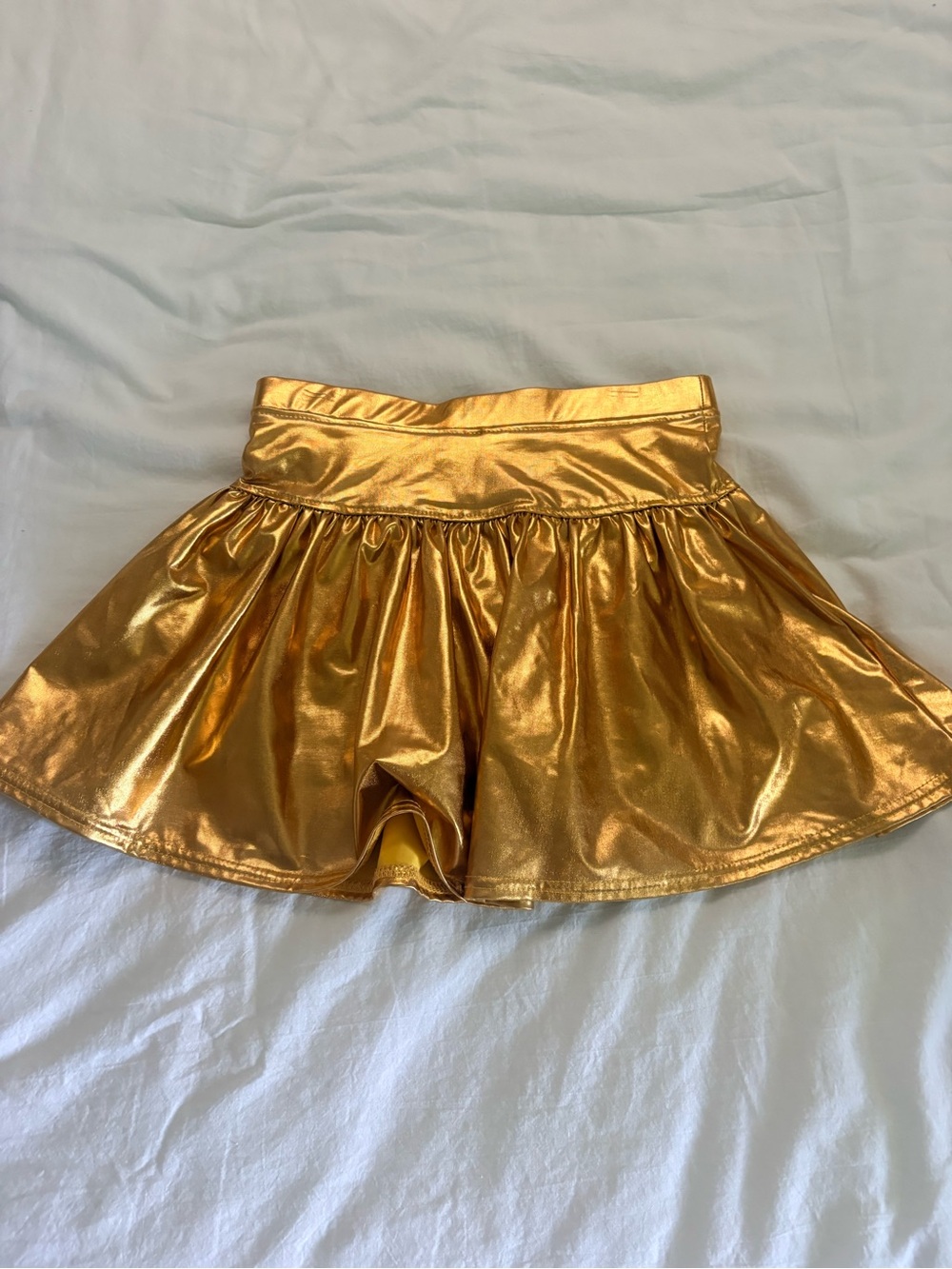 Metallic Gold Girls' Skater Skort with Elastic Waist